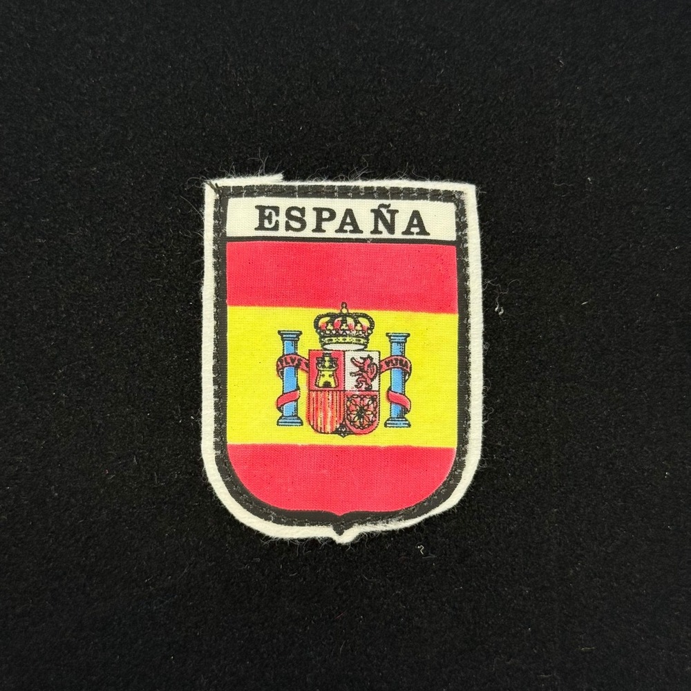 Vintage Espana Spain Flag Shield Patch Sew On Spanish Coat of Arms Souvenir Red